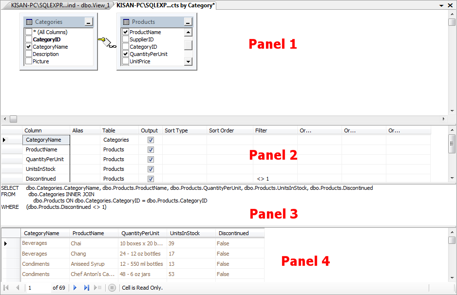 create view psql